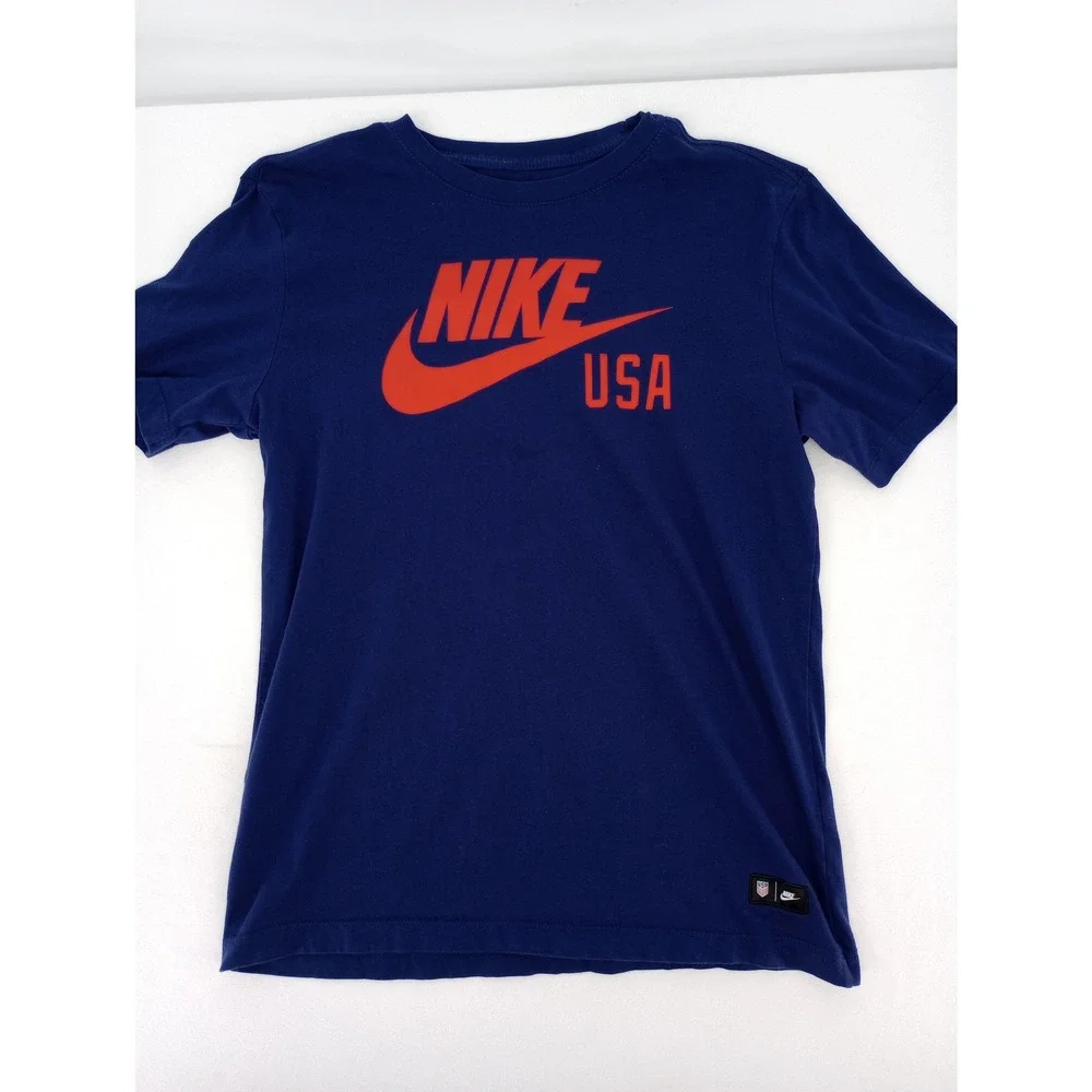 Nike T-Shirt Mens Medium Blue USA Graphic Logo Short Sleeve Cotton Tee